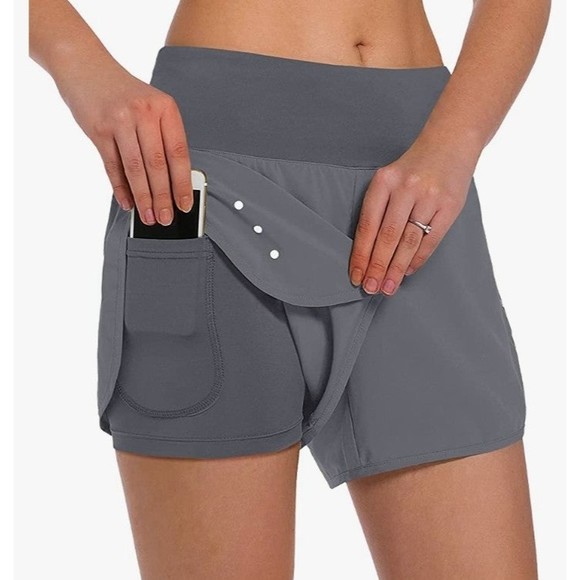 Ksmien Women's 2 in 1 Running Shorts - Lightweight Athletic Workout Gym … - Picture 1 of 5
